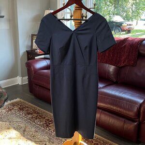 Banana Republic Women's Navy Black V-Neck Short Sleeve Wool Blend Sheath Dress 4